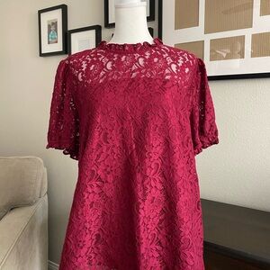 Elegant Lace Women's Top in Red